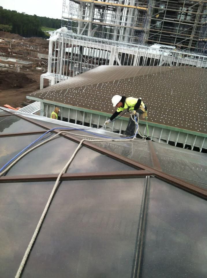 4 Seasons Skylight protected from concrete splatter