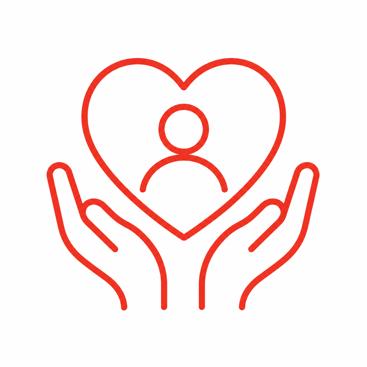 A visual icon symbolizing hands-on personal care and support