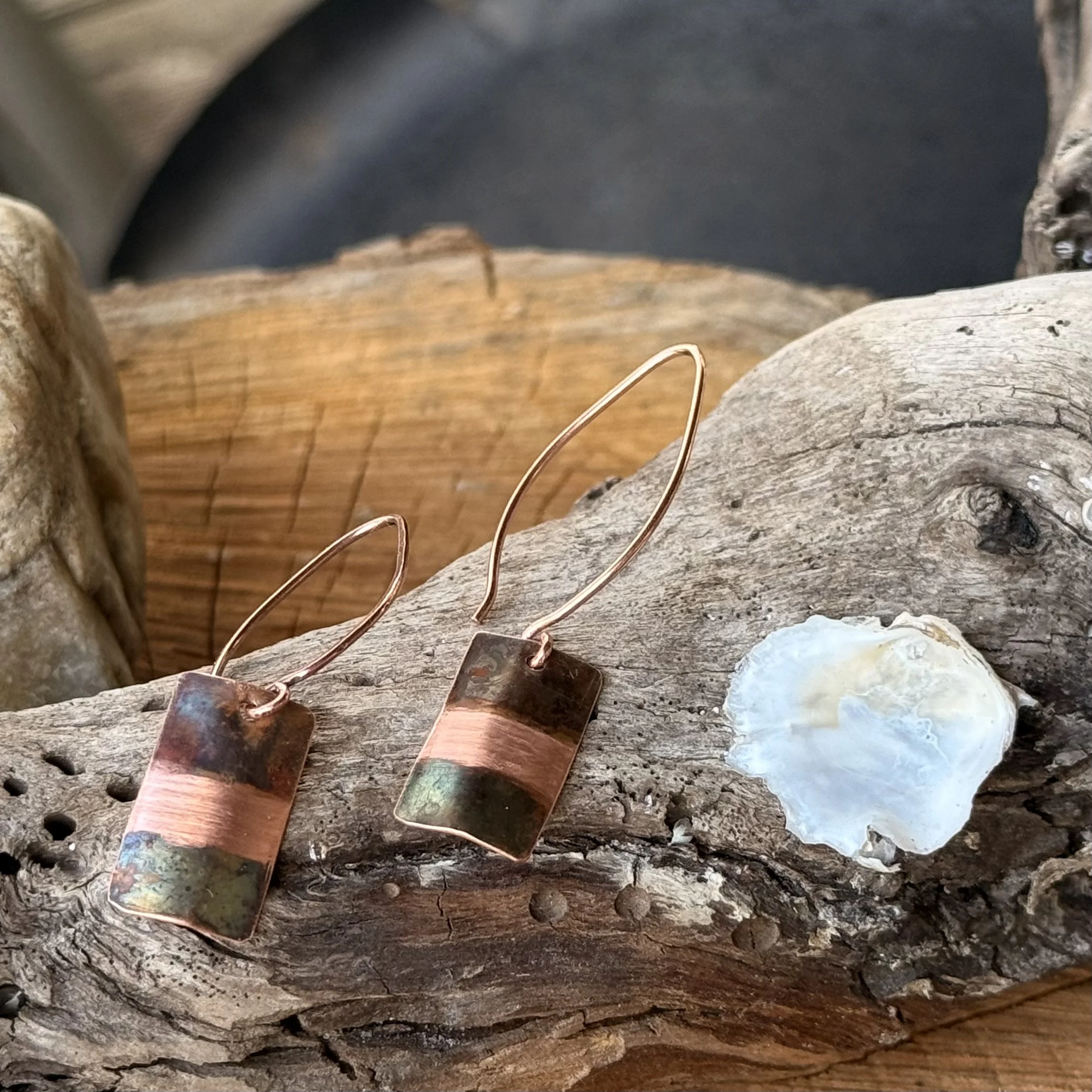 Handcrafted Copper Patina Earrings