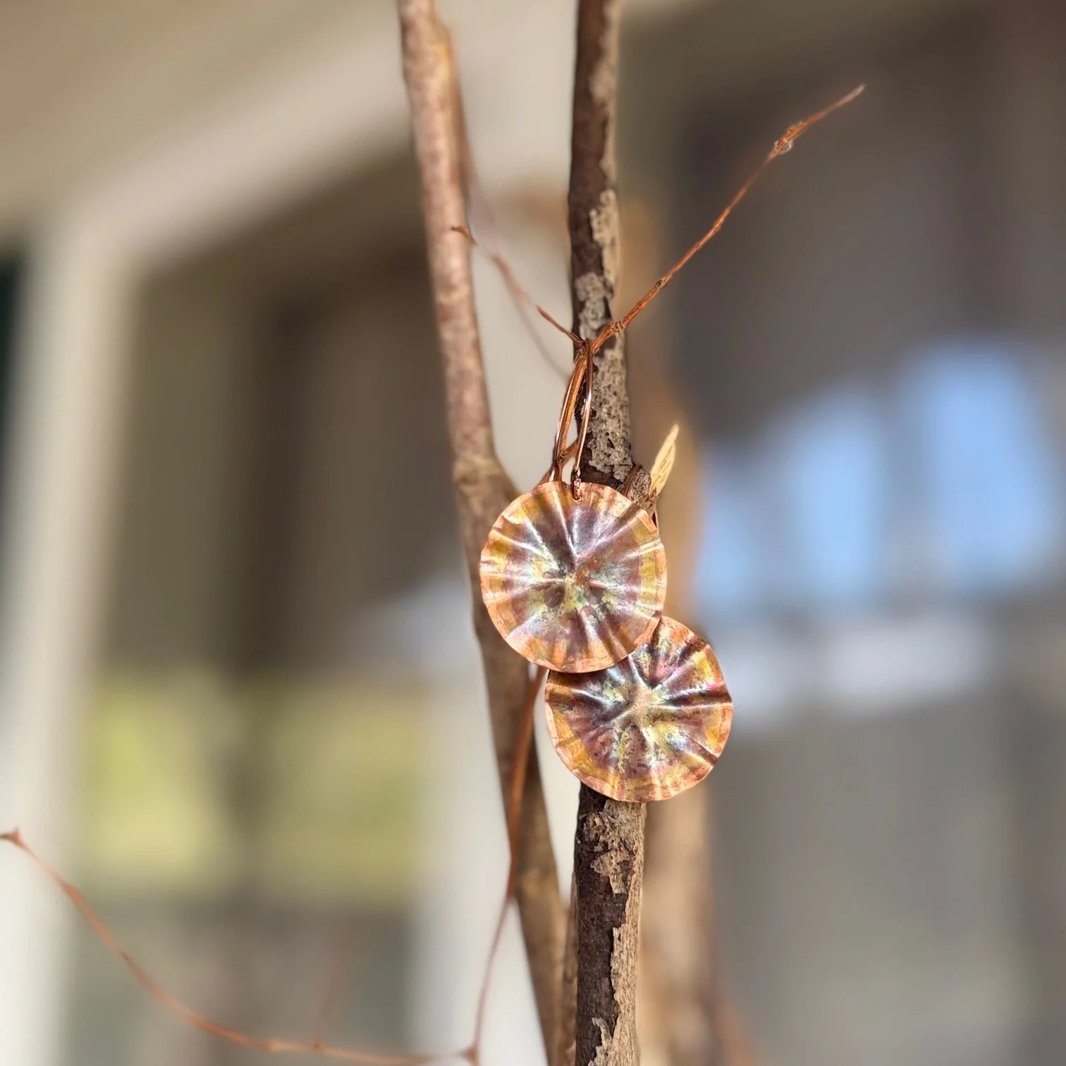 Iridescent Copper Coin Earrings