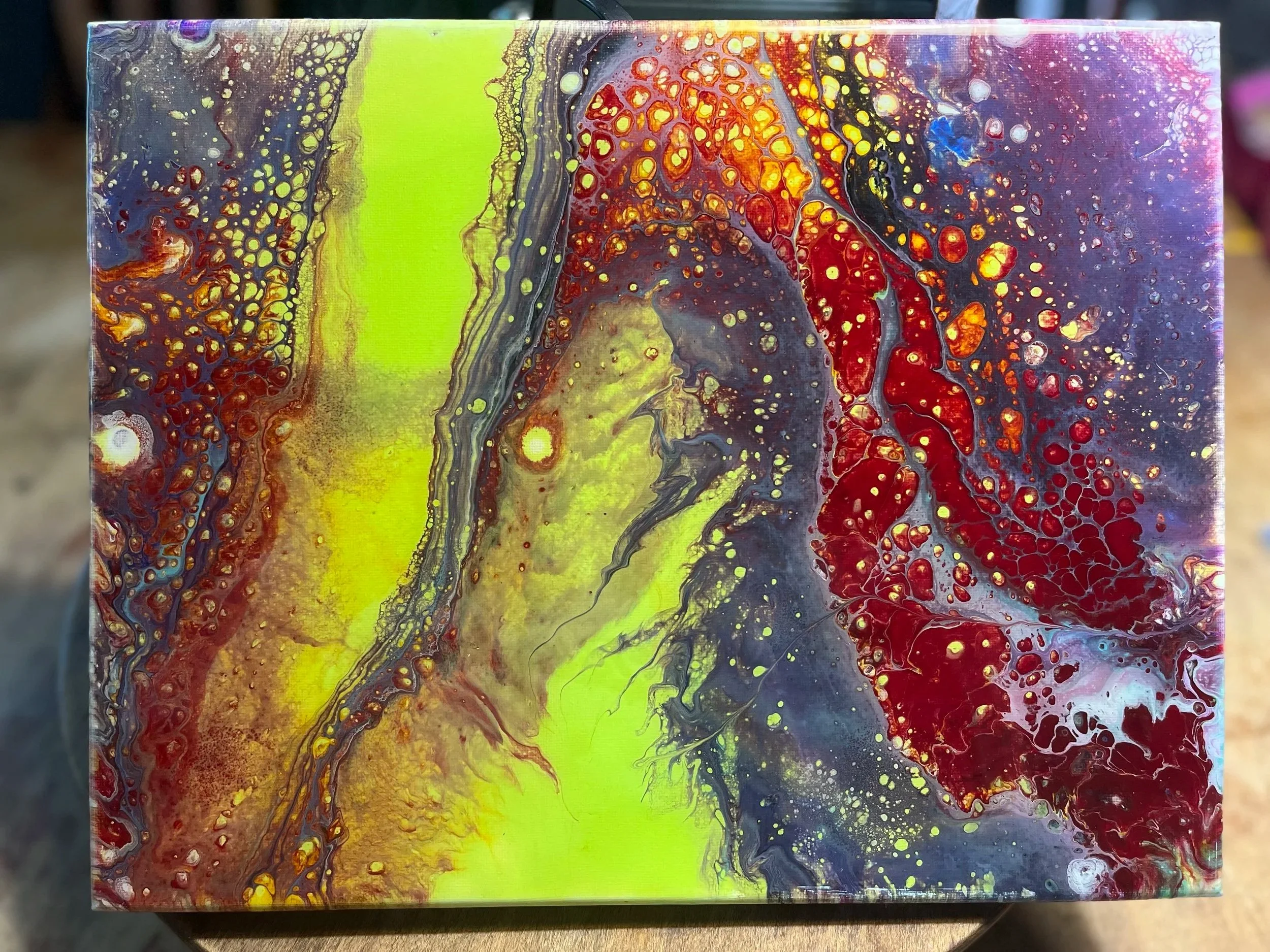 Psychedelic Seahorse Vibrant Abstract Fluid Art Canvas