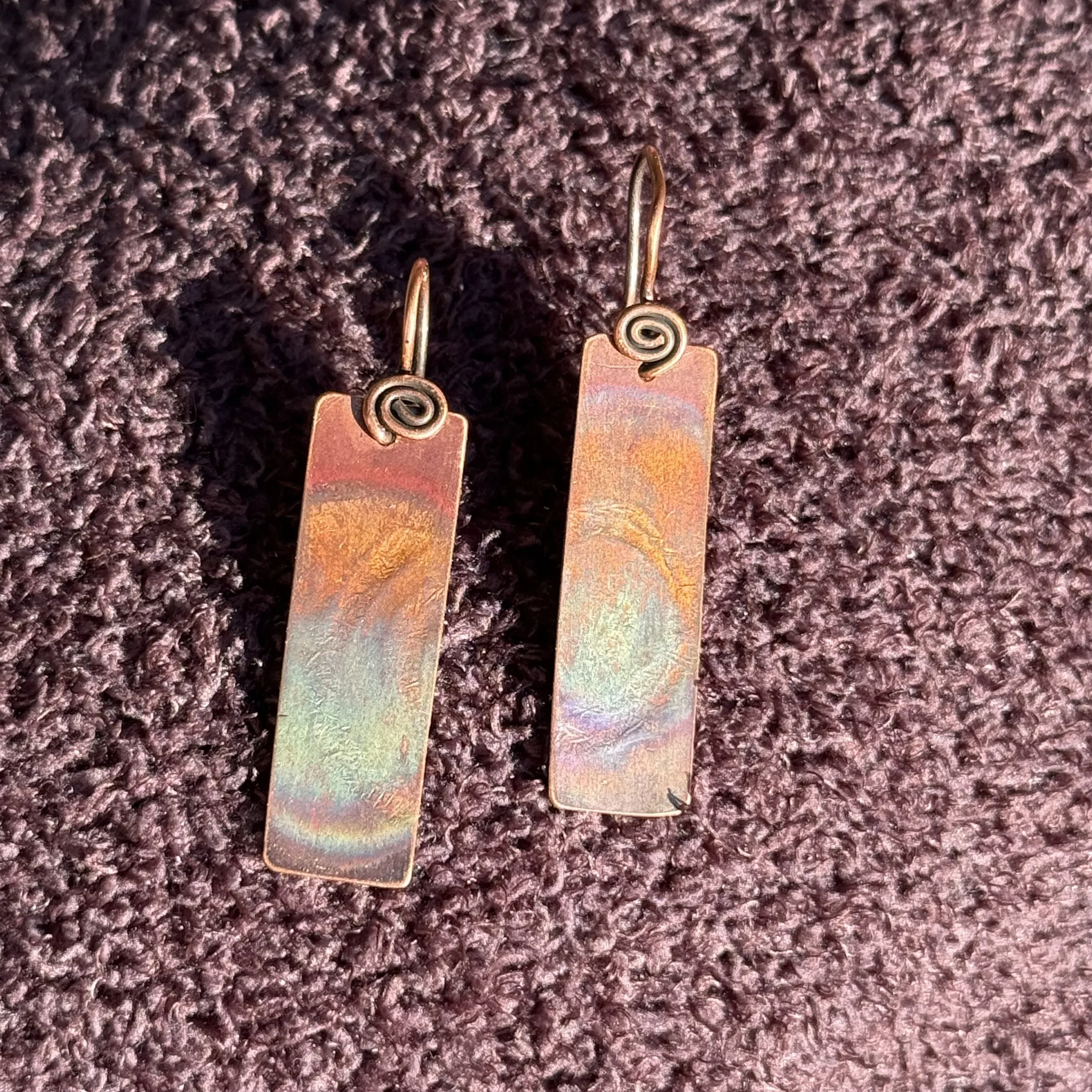 Radiant Torch-Painted Copper Earrings