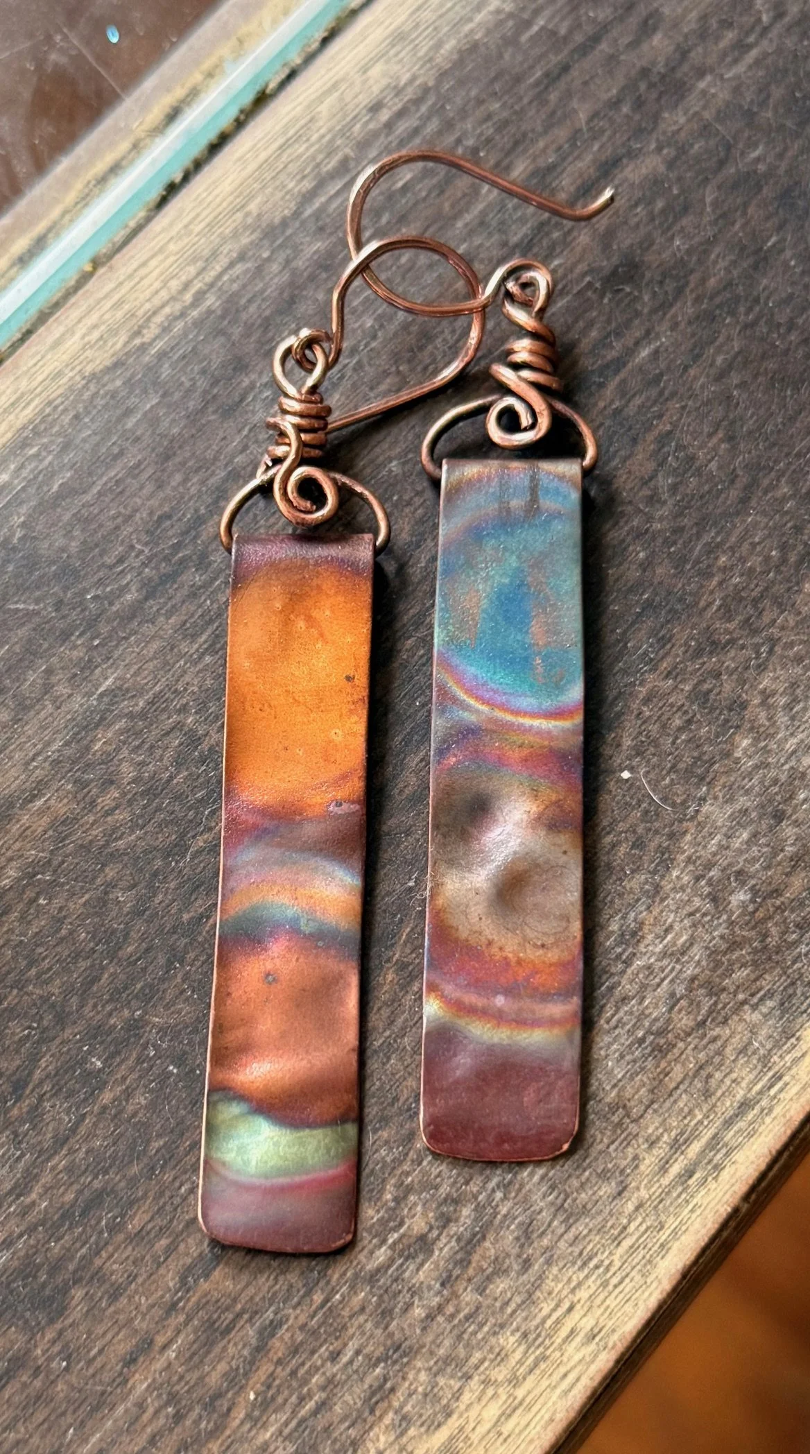 Boho-Chic Copper Rainbow Earrings