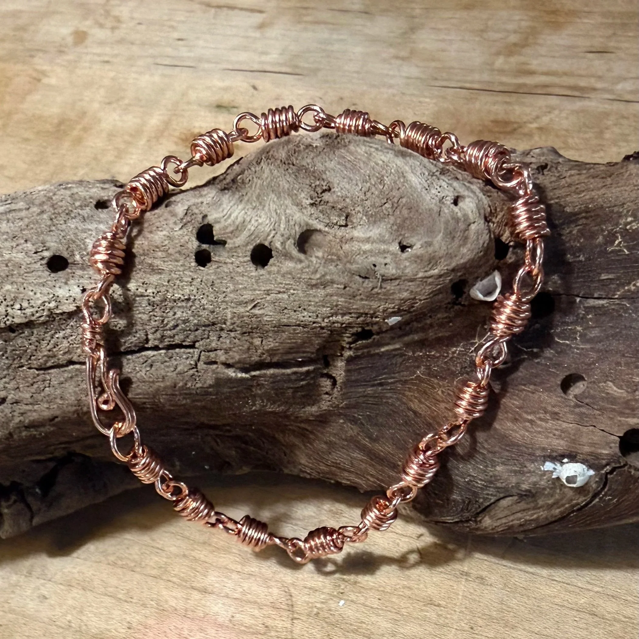 Handcrafted Copper Barrel Link Bracelet