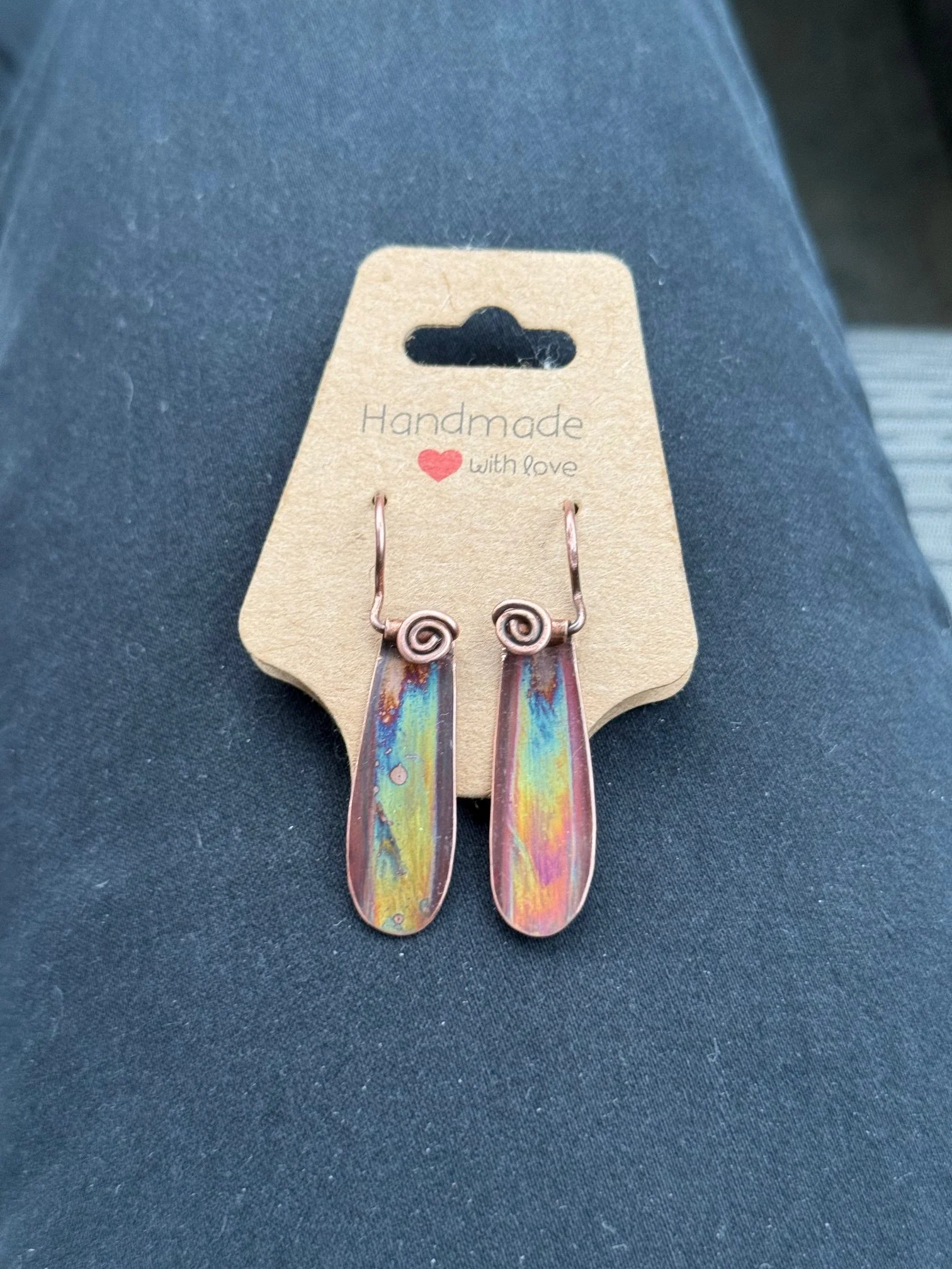 Handmade Iridescent Copper Earrings