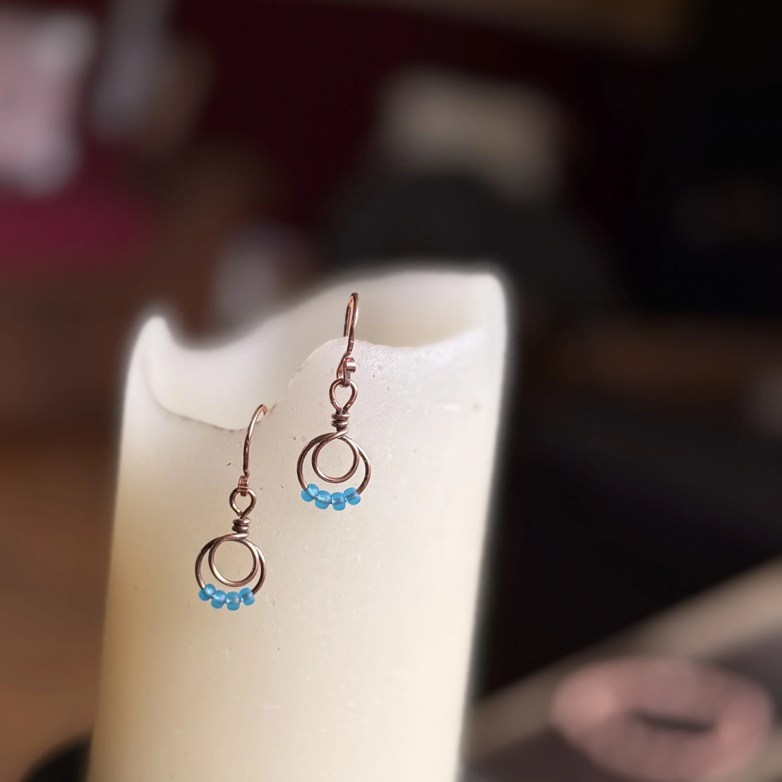 Handcrafted Copper &  Beaded Earrings