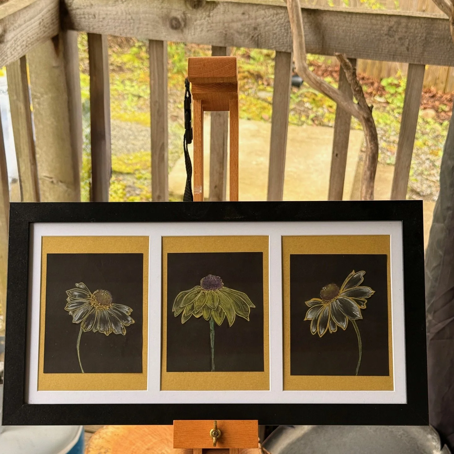 Exquisite Floral Triptych Art Piece
