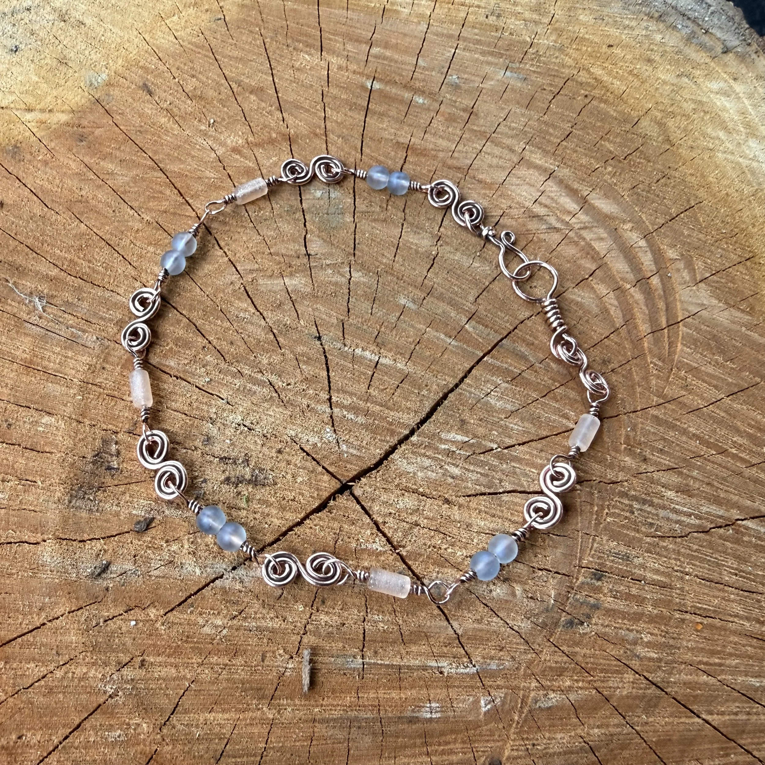 Copper Spiral Bead Anklet
