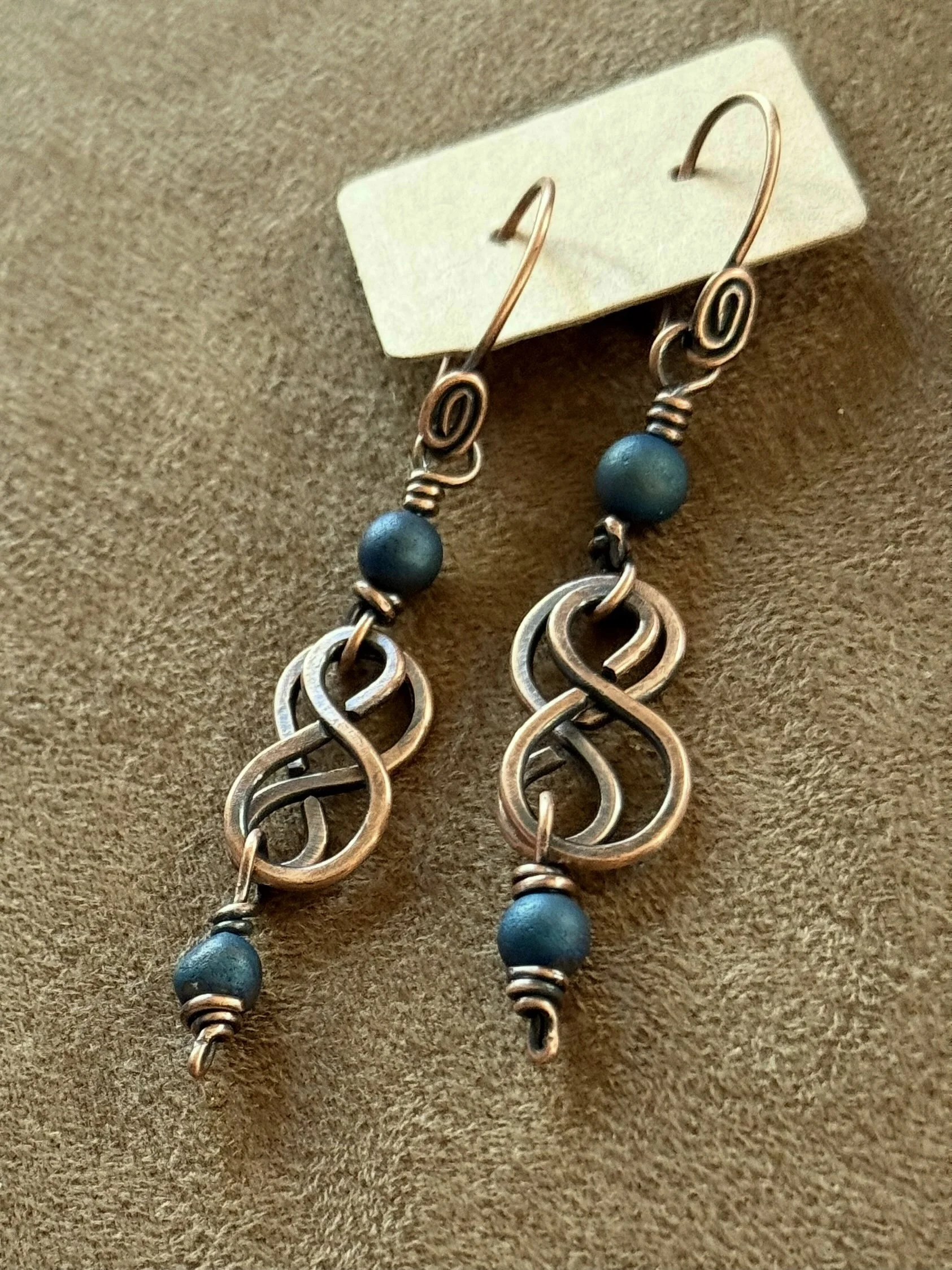 Copper Infinity Pendant Earrings
