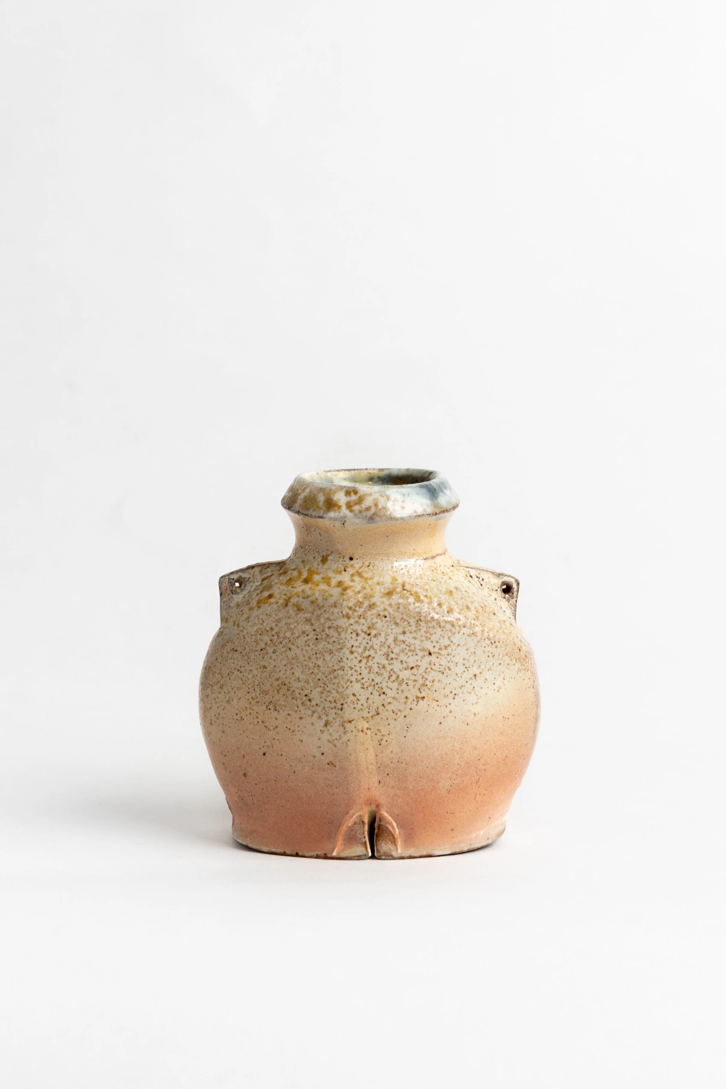 Bud Vase #2, stoneware, white slip, wood-fired, (5 x 3 x 6 in), 2022.
