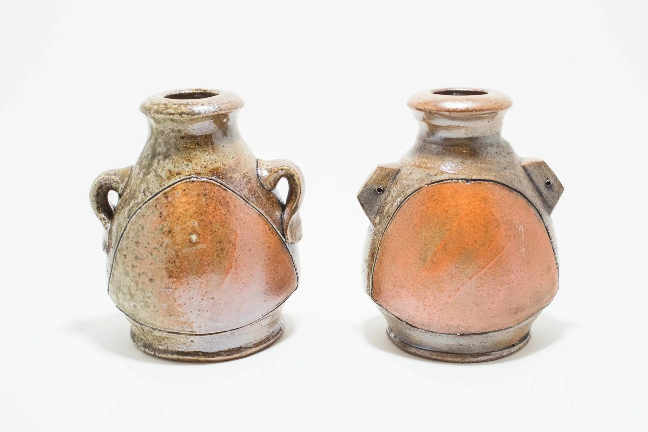 Bud Vases, stoneware, white slip, wood-fired, (5 x 3 x 6 in), 2023.