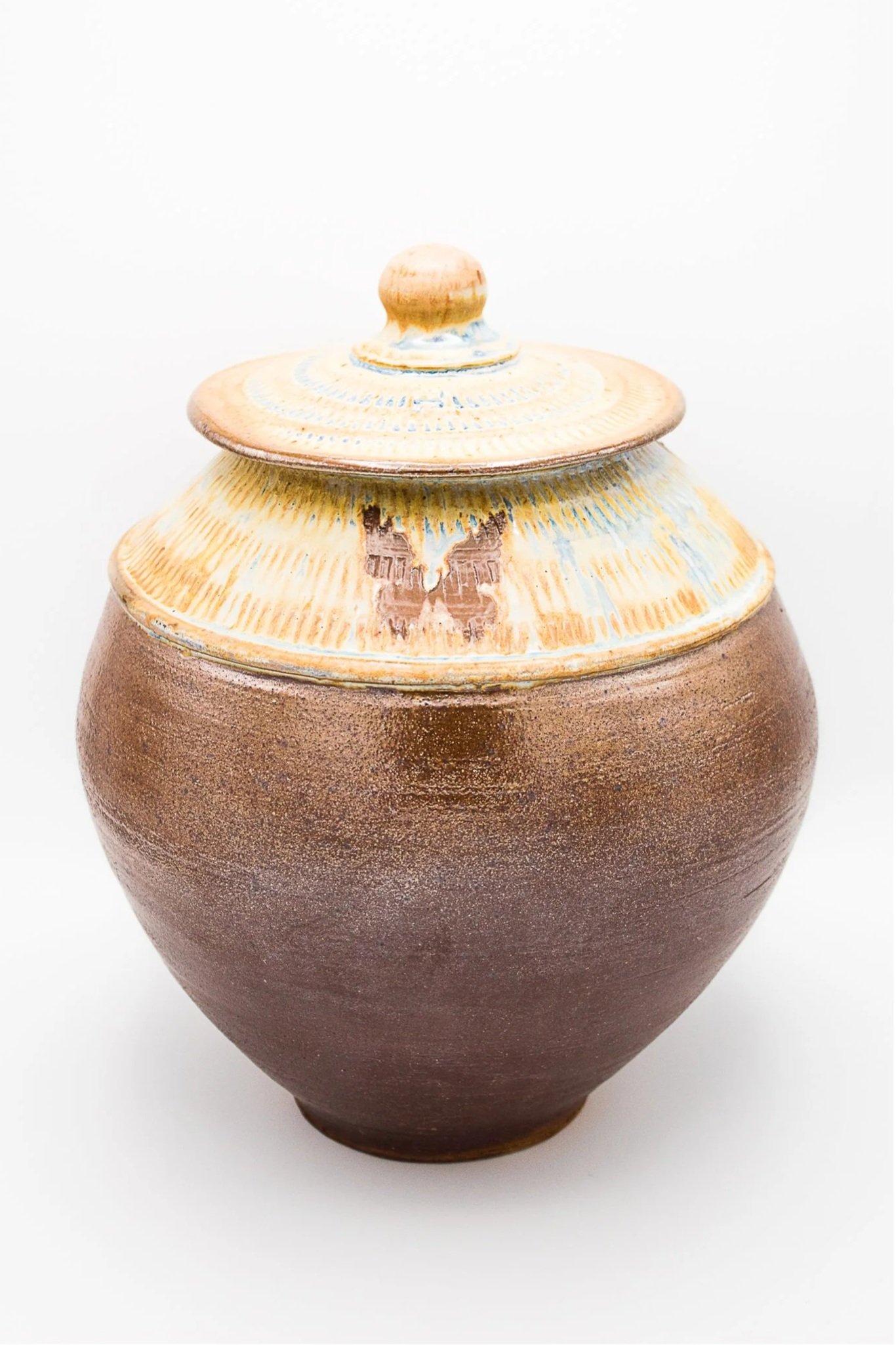 Butterfly Jar, stoneware, rutile glaze, soda fired, (12 x 12 x 18 in), 2022.