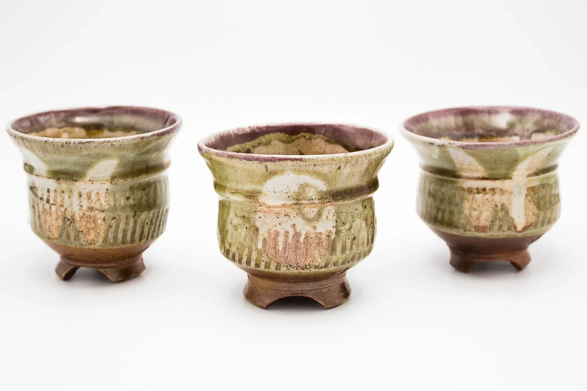 Yunomi, stoneware, white slip, wood-fired, (4 x 4 x 4 in), 2022.