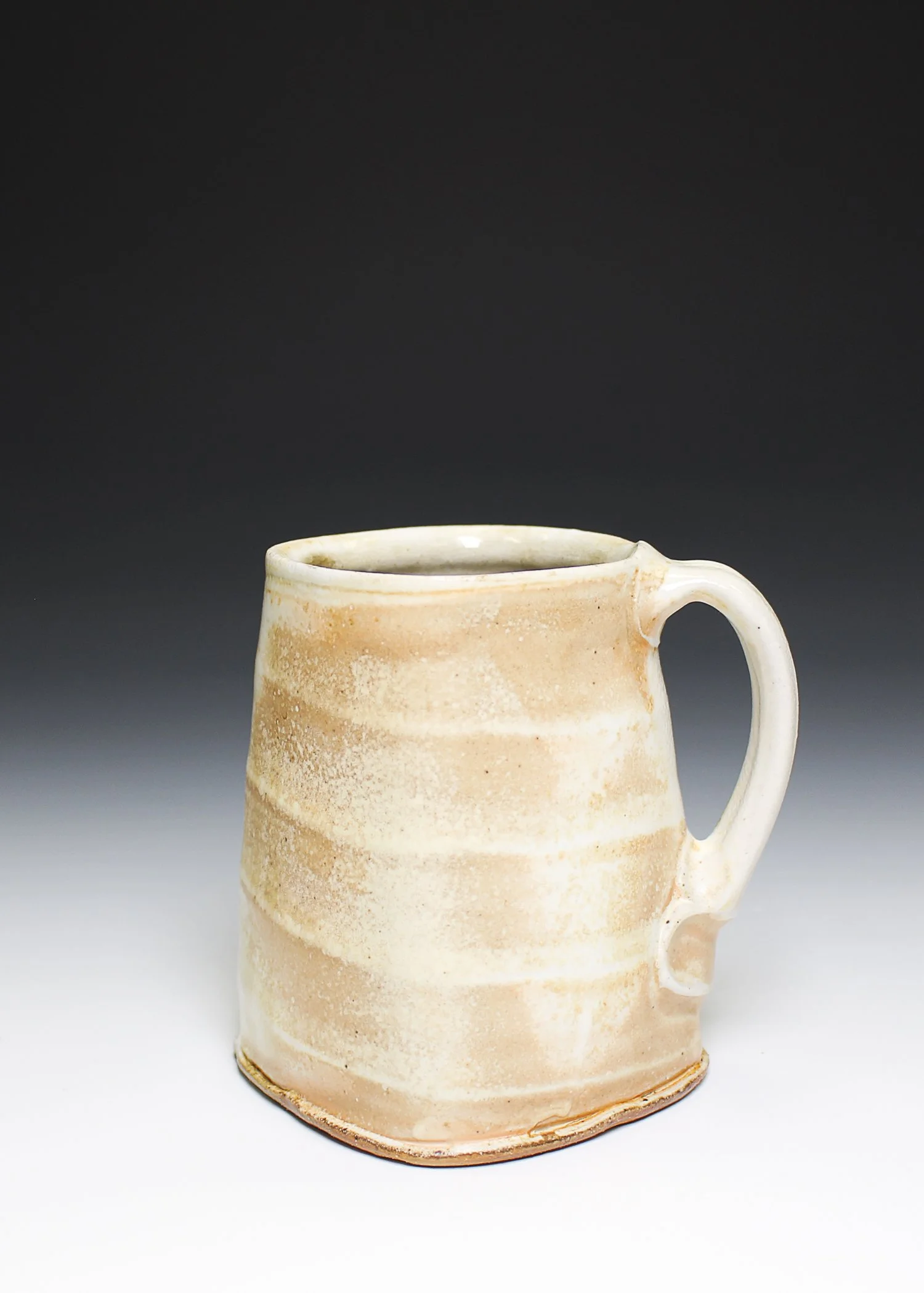Squared Mug, porcelaneous stoneware, white slip, soda-fired, (2025).
