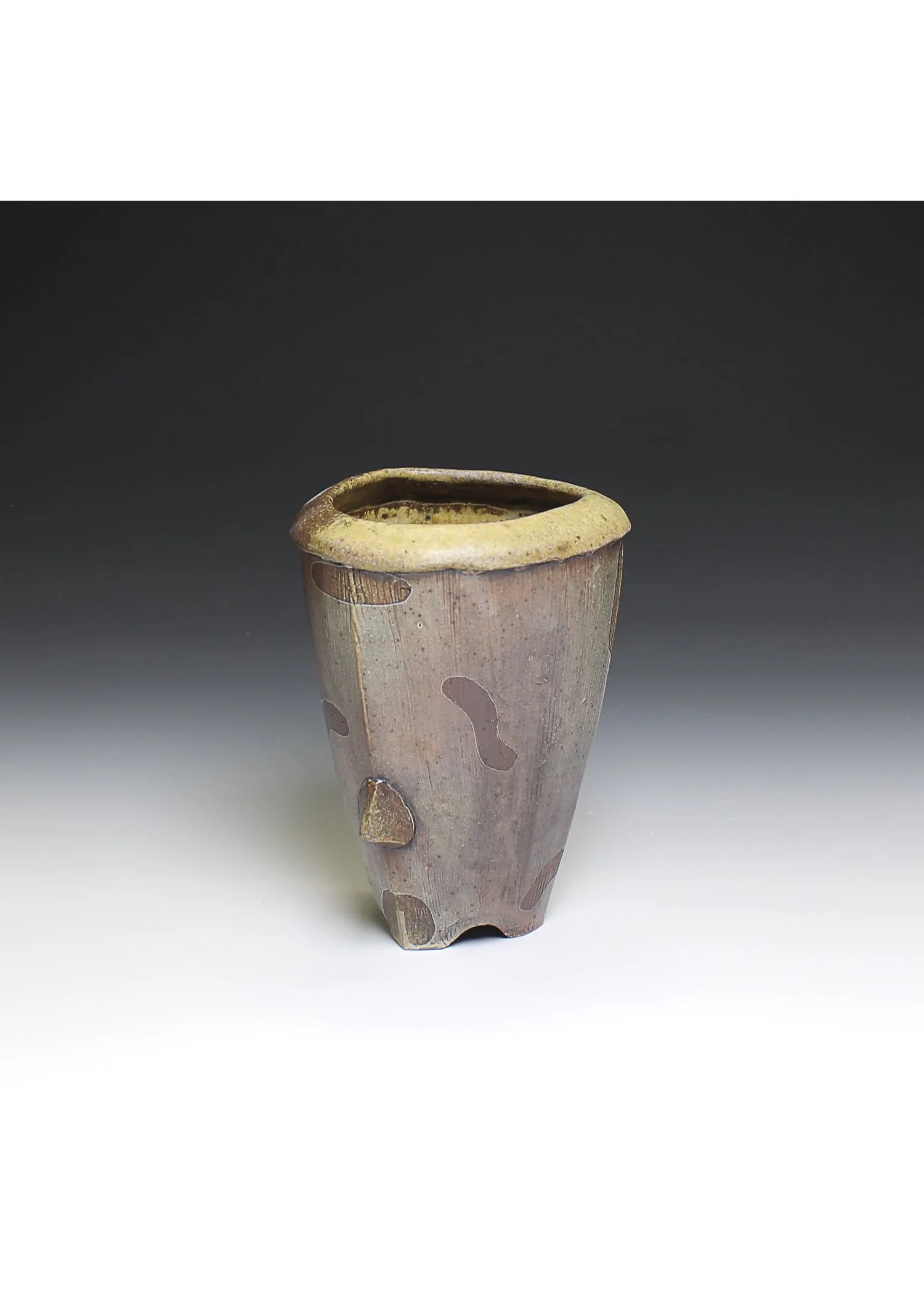 Outbreak Vase, stoneware, white slip, underglaze wash, wood fired, (5 x 5 x 8 in), 2025