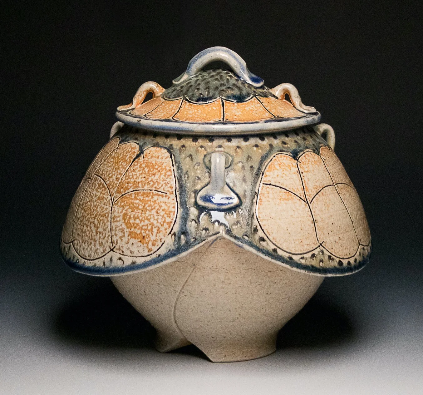 Cicada Jar #3, stoneware, black slip, wood-fired, 2026, (12 x 12 x 12 in), 2024.