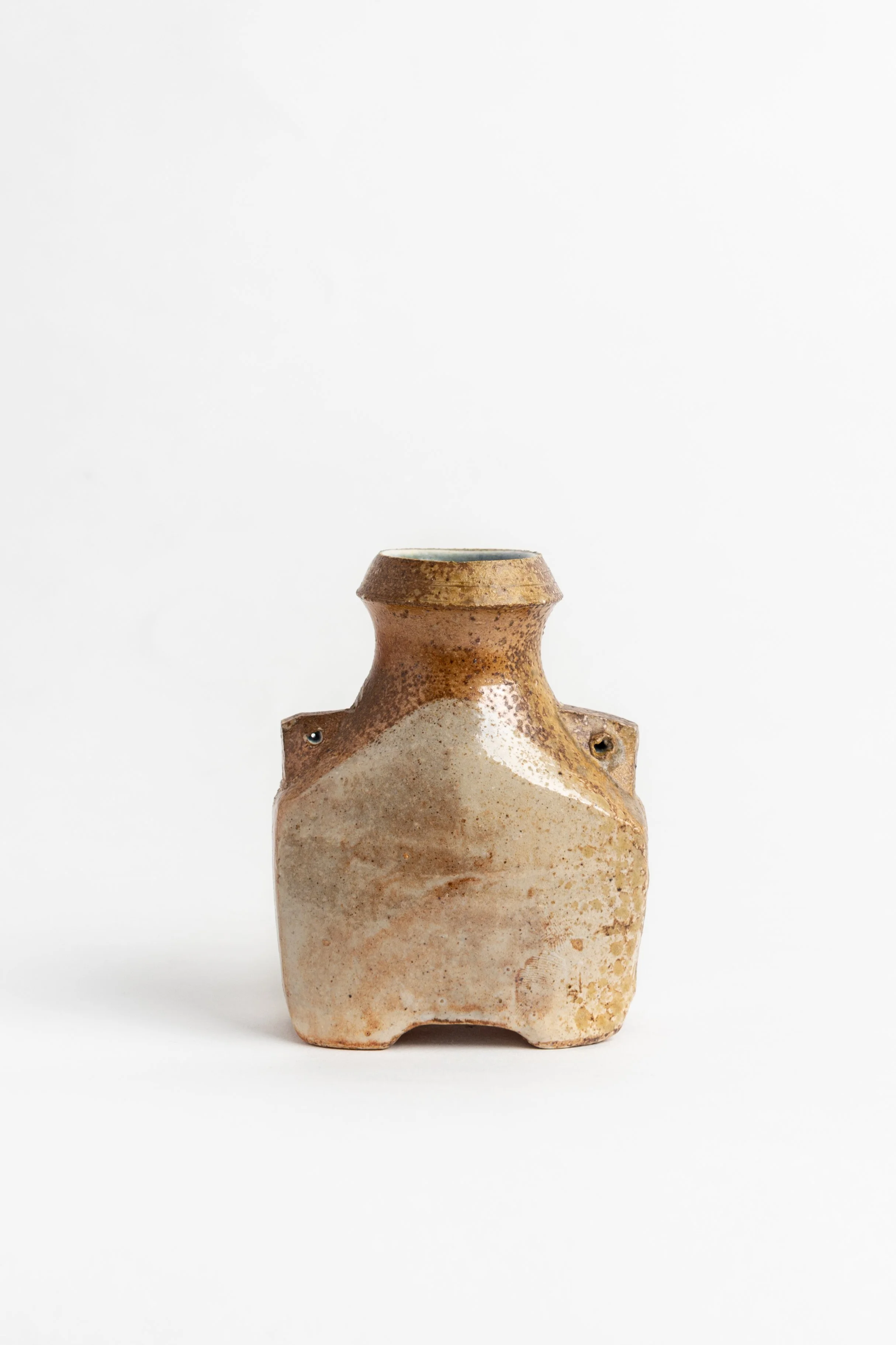 Bud Vase #1, stoneware, white slip, wood-fired, (5 x 3 x 6 in), 2022.