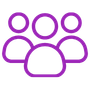 Purple outline of a house with a heart inside.