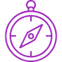 Purple outline of a target with an arrow hitting the bullseye.