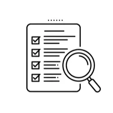 Checklist with a magnifying glass