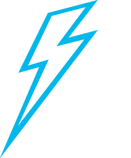 Blue lightning bolt symbol on a black background.