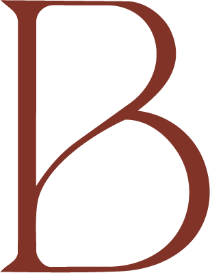 Large brown letter 'B' on a white background.
