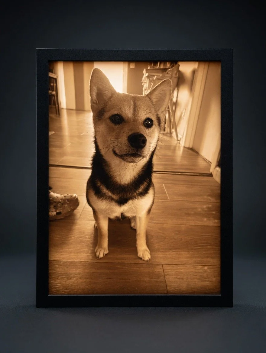 Custom Framed Photo Lithophane Night Light - Classic Greyscale or Full Color