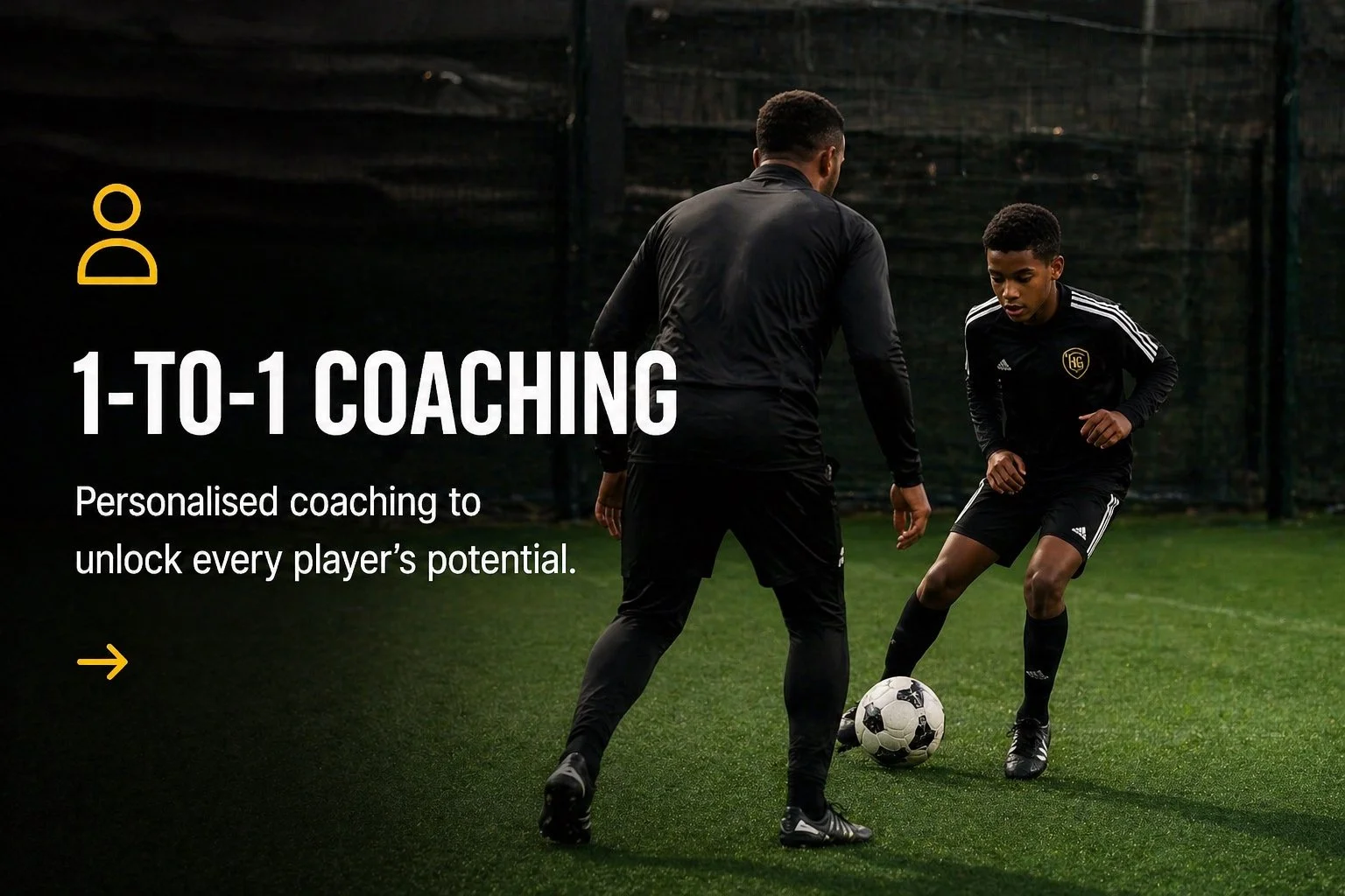 1 to 1 football coaching session in Milton Keynes with coach and player training.
