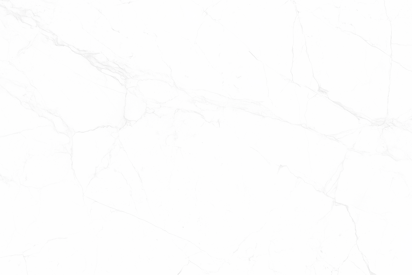 White marble surface with gray veining and cracks.