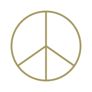 A peace symbol with a circle and three lines inside forming a peace sign.