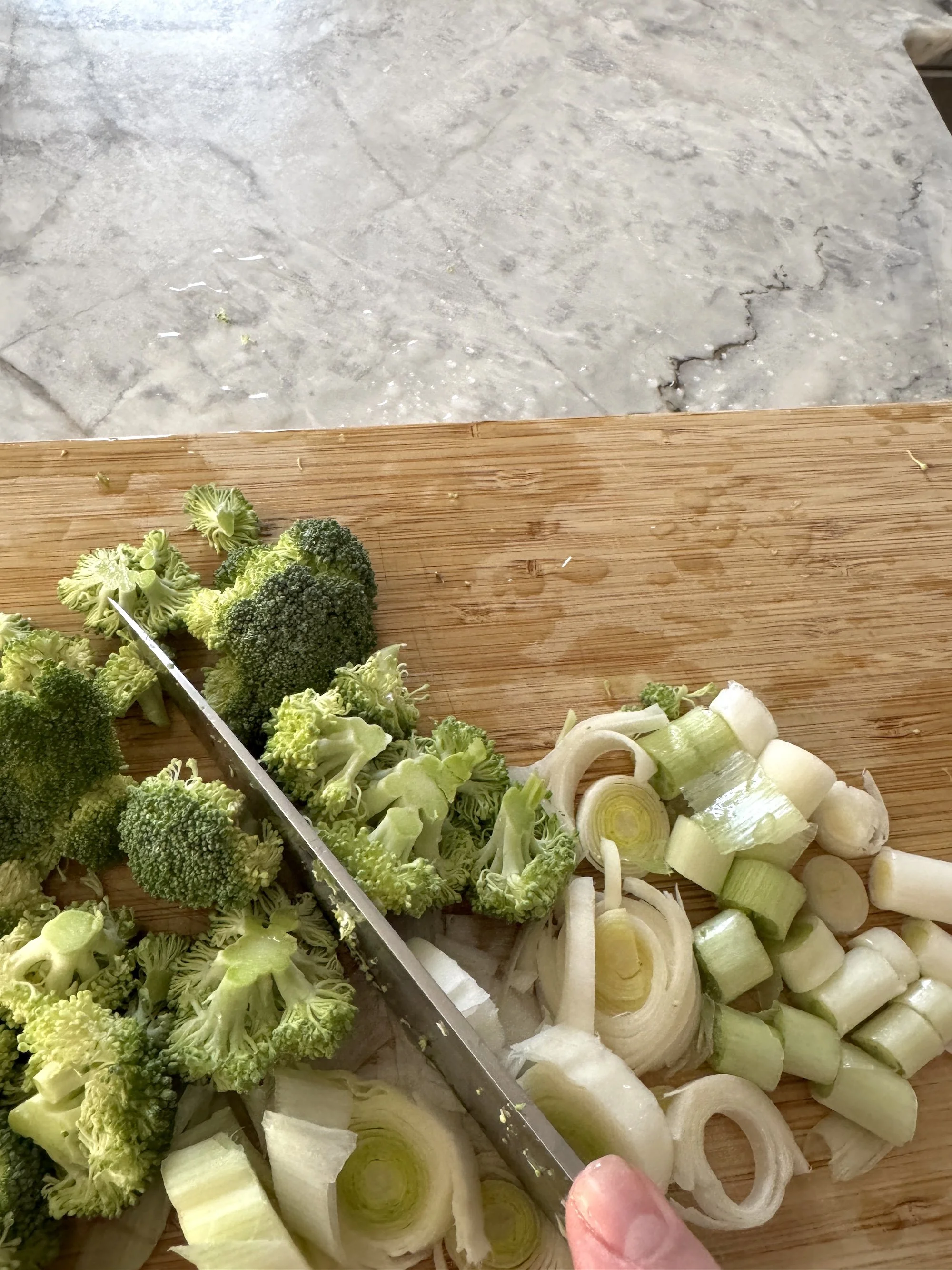 Cutting soup ingredients