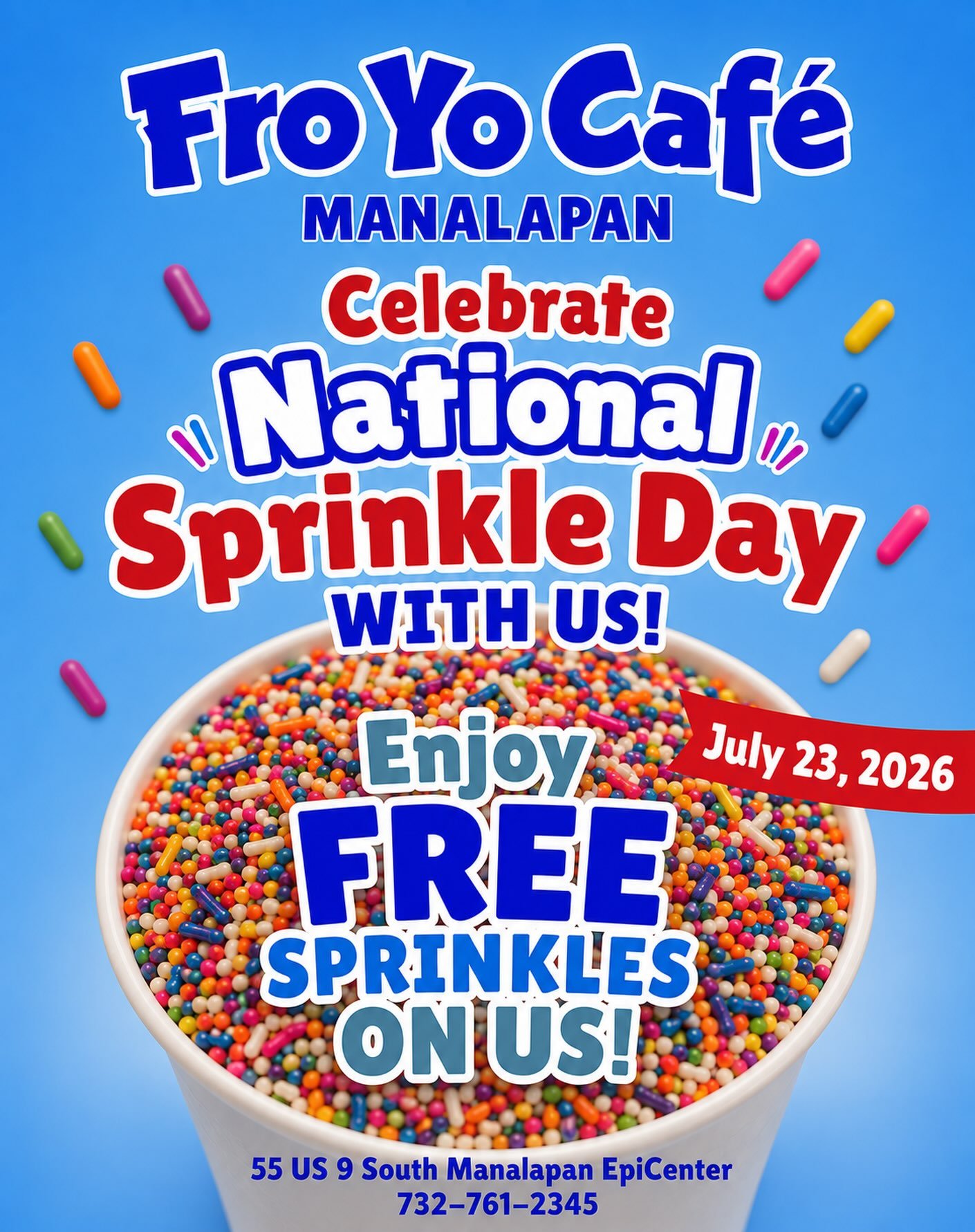 Sprinkling the love for national sprinkle day! Enjoy free sprinkles on us today🍨🌈
#froyo #manalapan #monmouthcounty #frozenyogurt #nj