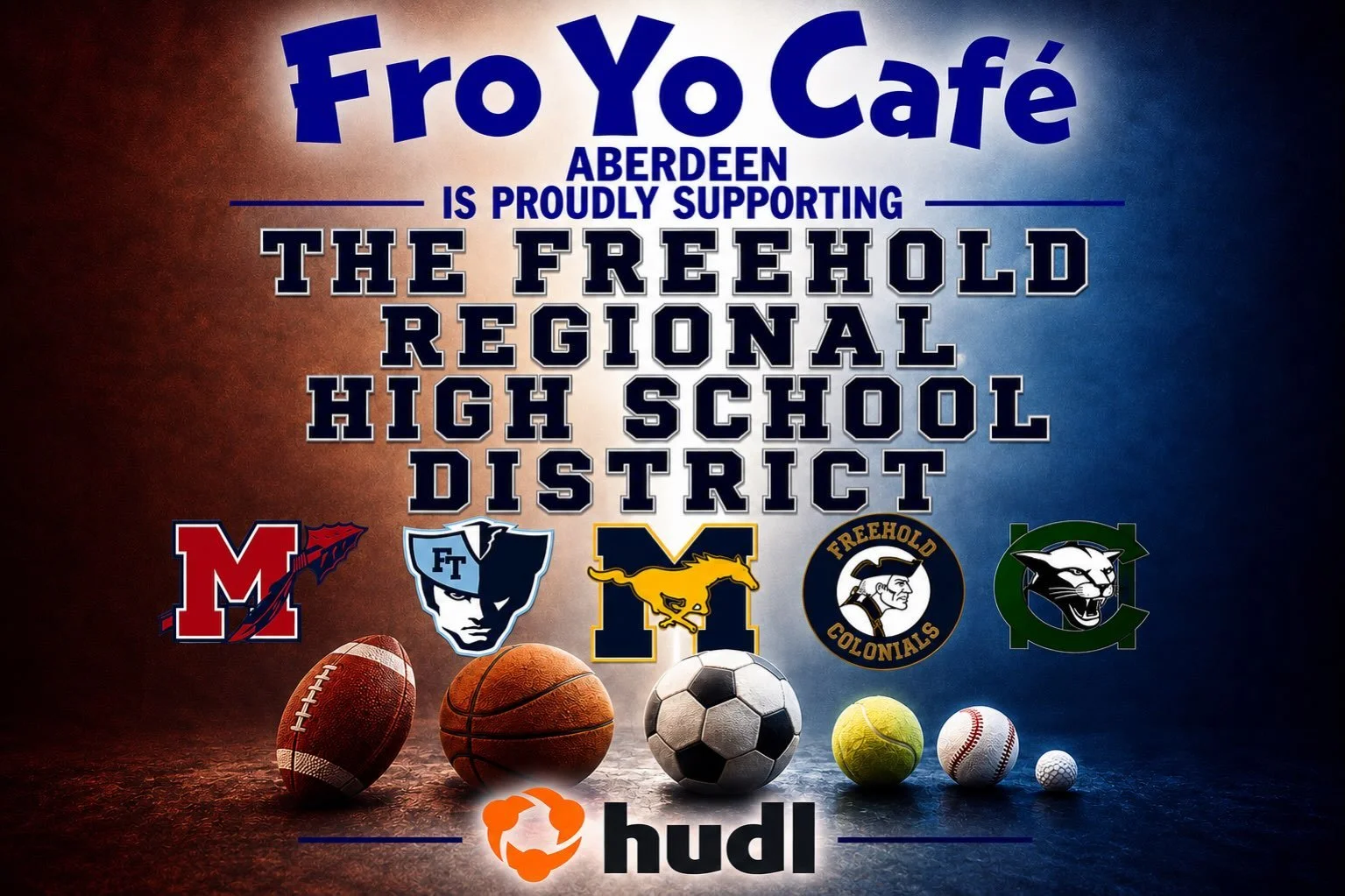 FROYO FAM! We love the support you give us, so we are please to announce that we are sponsoring FRHSD Athletics through HUDL 🍧⚽️🏀🏈⚾️ #freeholdtownship #manalapan #freeholdboro #marlboro #coltsneck