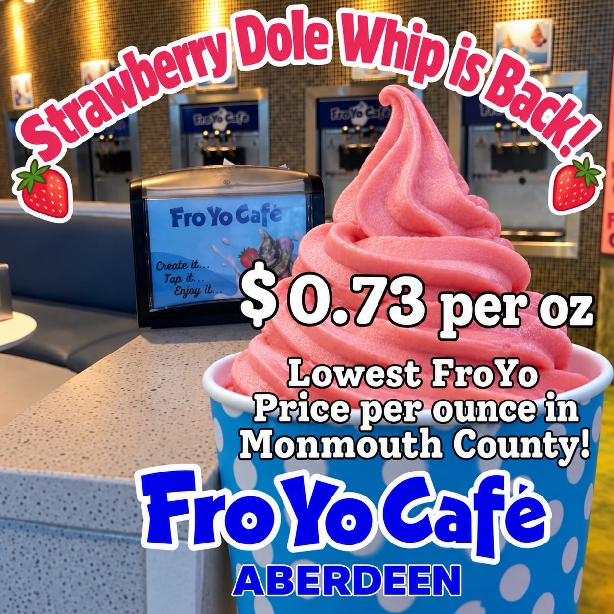 Strawberry Dole Whip is back! 🍓🍦. #froyocafe #aberdeen