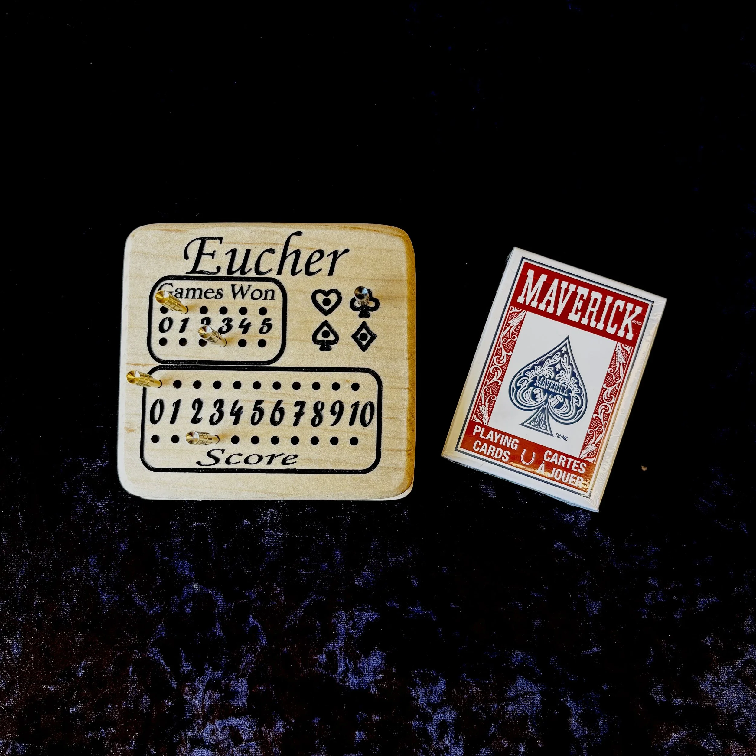 Handcrafted Wooden Euchre Box Game Set