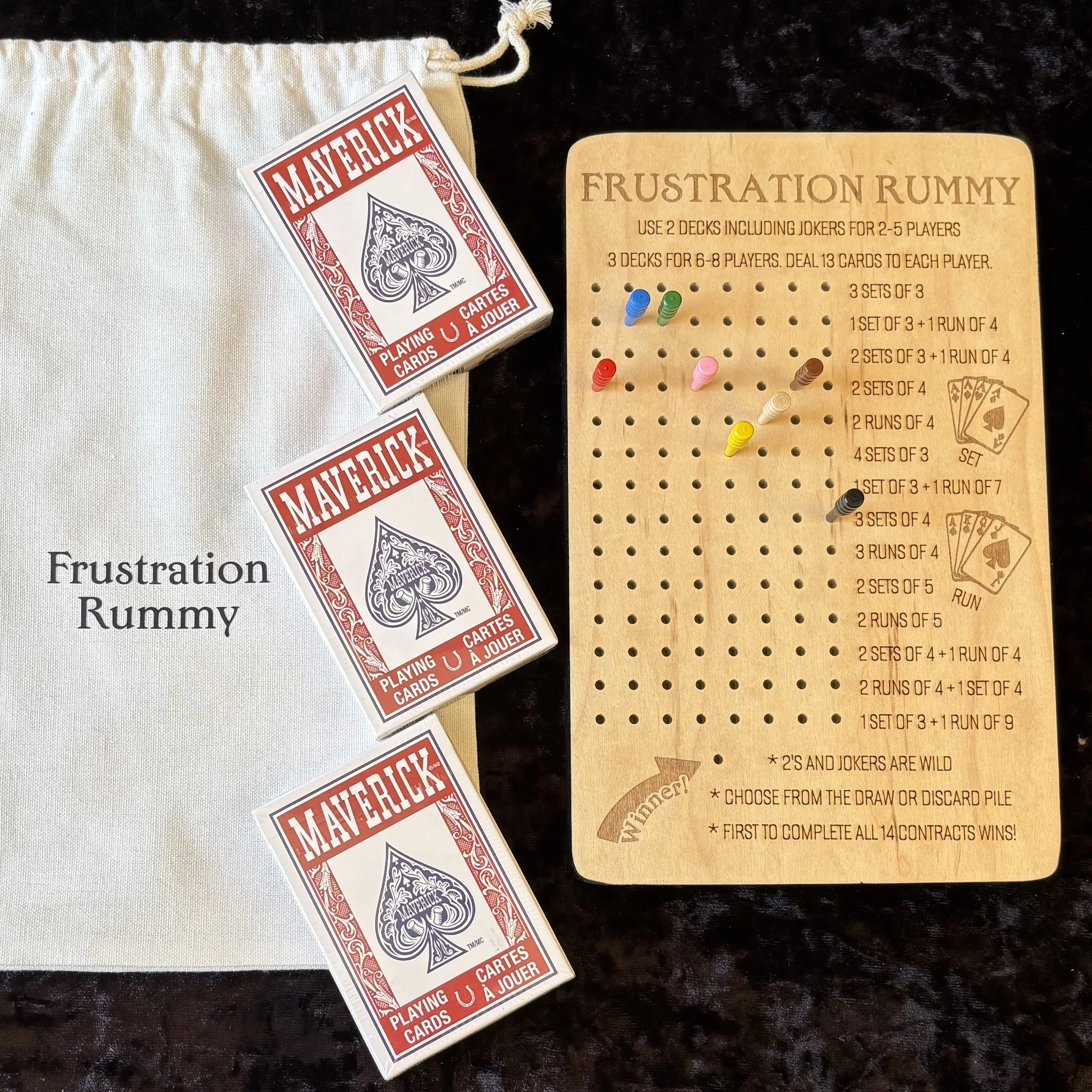 Frustration Rummy Card Game Set with Wooden Pegboard