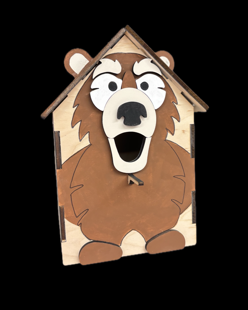 Bear-Themed Wooden Birdhouse