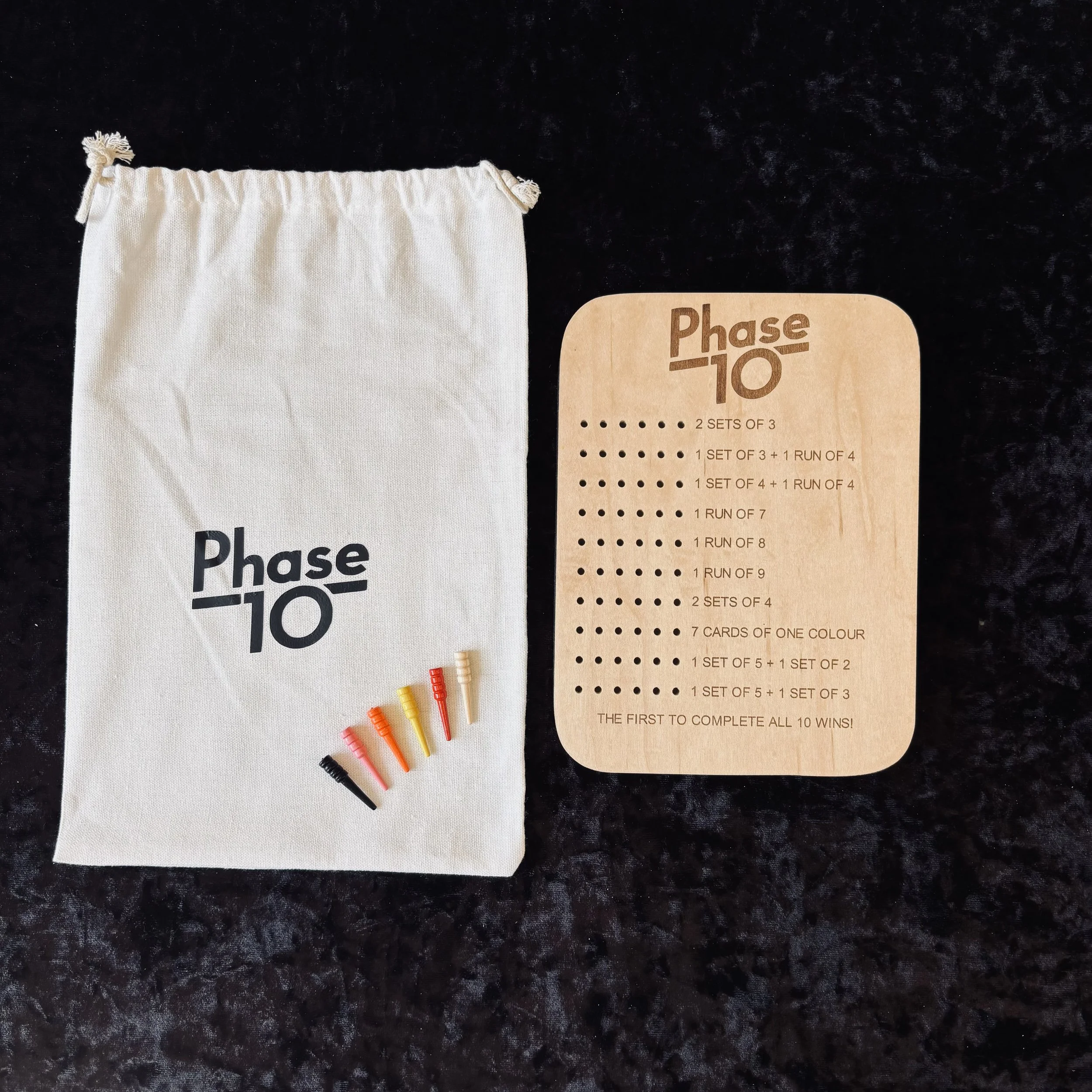 Handcrafted Wooden Phase 10 Scoreboard