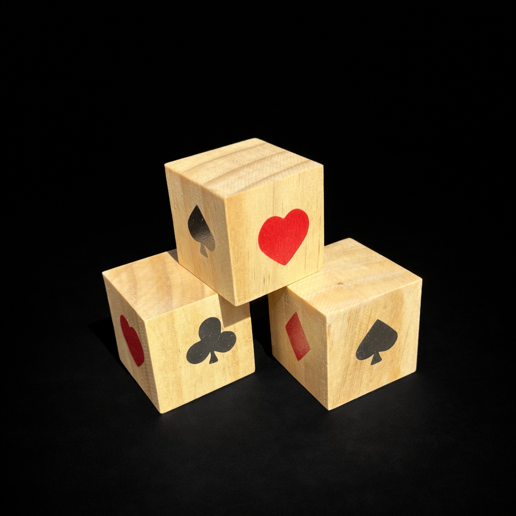 Wooden Eucher Card Trump Suit Block