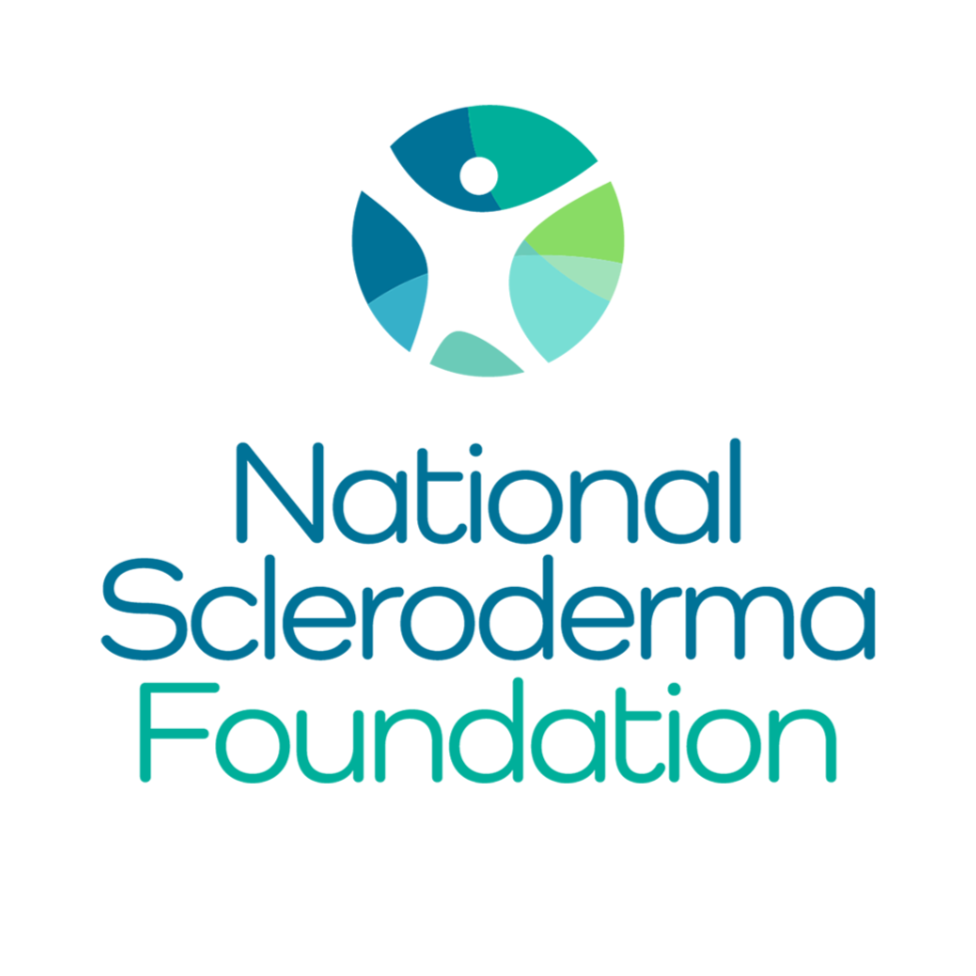 Logo of the National Scleroderma Foundation featuring a circular graphic and the organization's name.