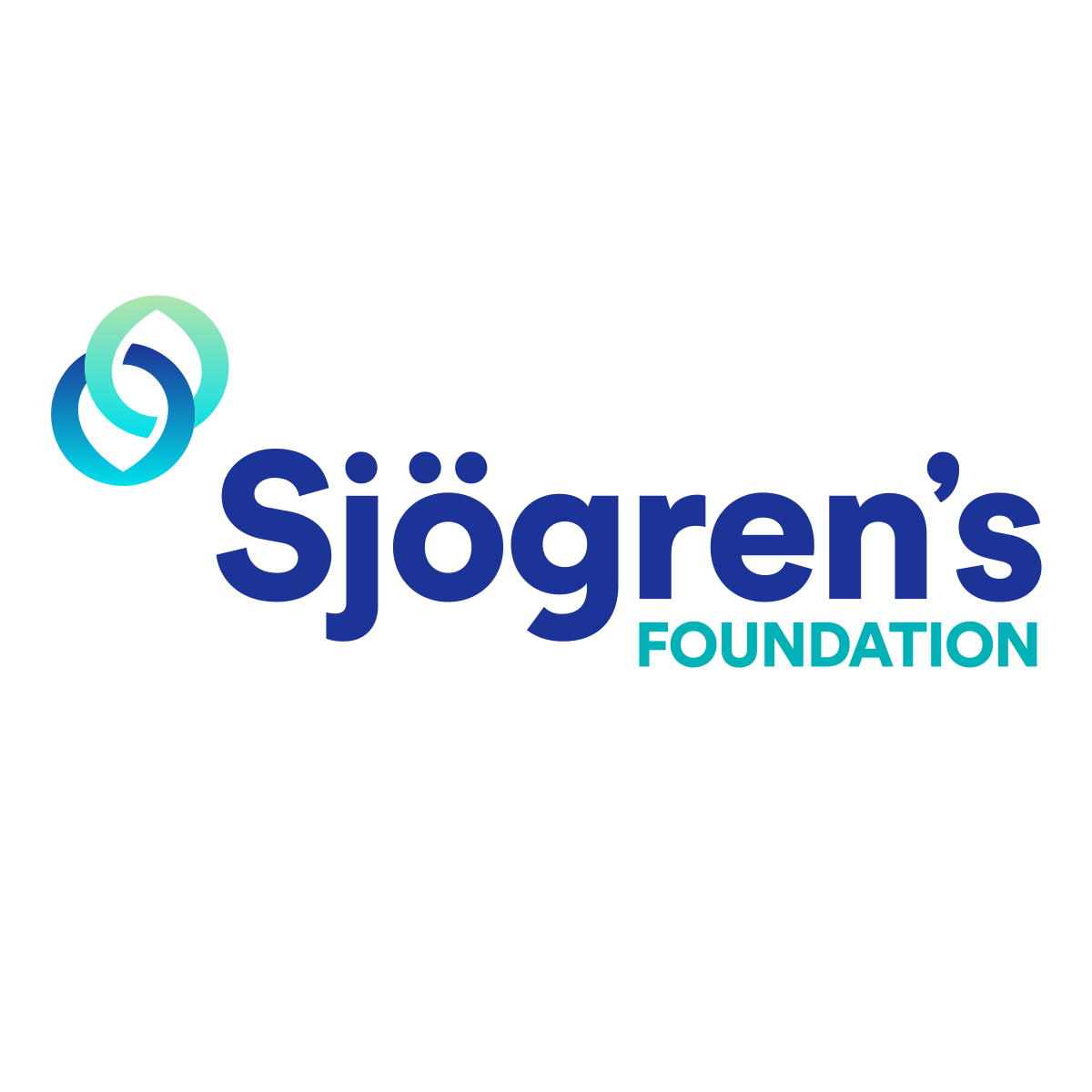 Logo for Sjögren's Foundation featuring intertwined blue and teal circles and the organization's name in bold blue and teal text.