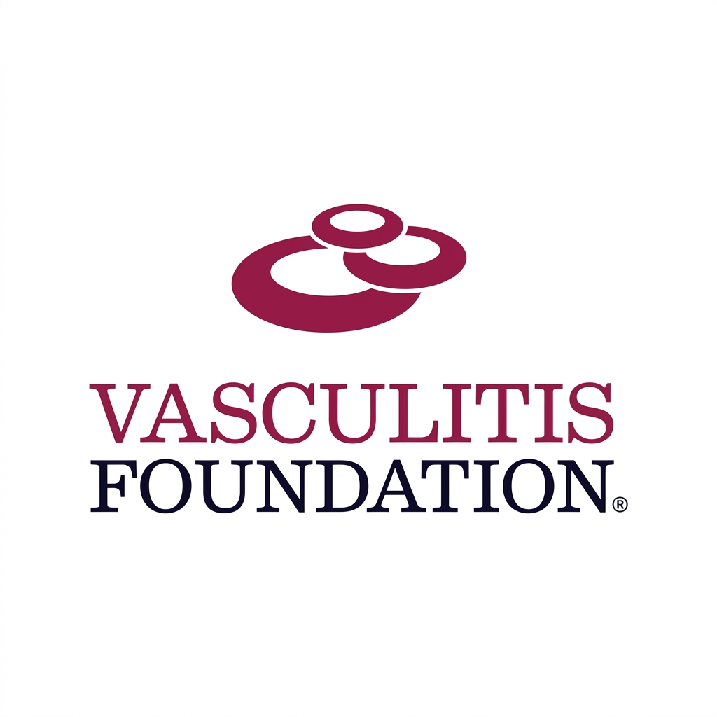 Logo of Vascularis Foundation featuring a stylized depiction of vascular or blood vessel rings in maroon above the foundation's name in maroon and navy blue text.