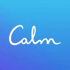 Calm written in white on a blue gradient background.