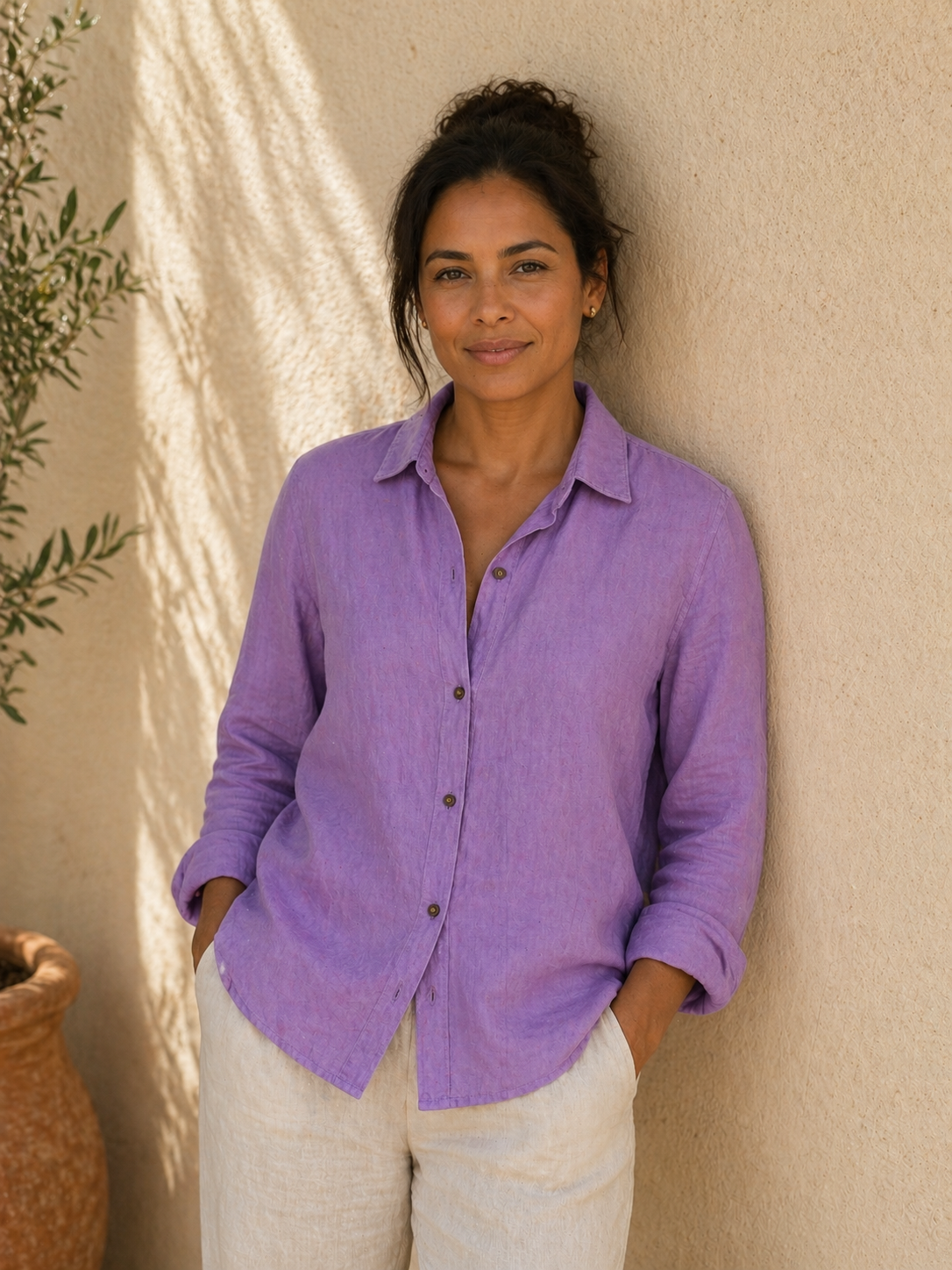 Women's Linen Shirt – Lavender | 100% Linen