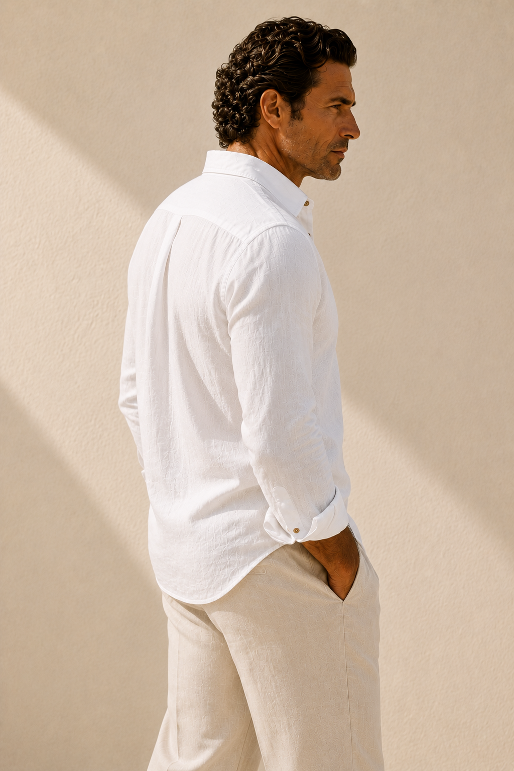 100% Pure Linen Long Sleeve Shirt - White - FiveLinen (3).png