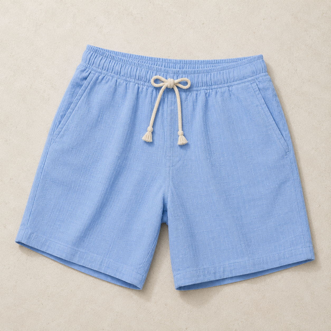 100% Pure Linen Shorts - Sky Blue - Five Linen  (1).png
