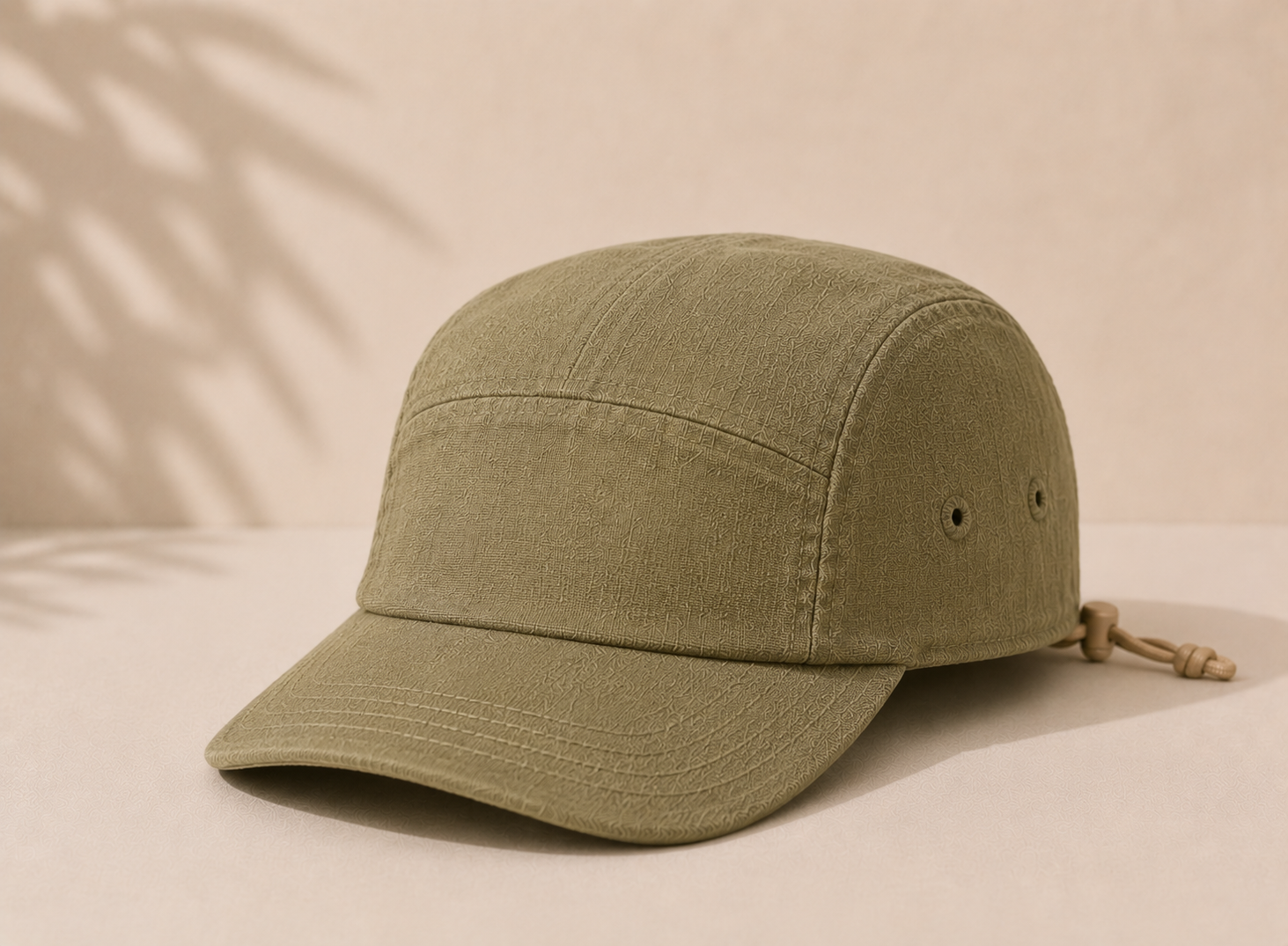 5 Panel Linen Hat - Olive Green - FiveLinen (3).png
