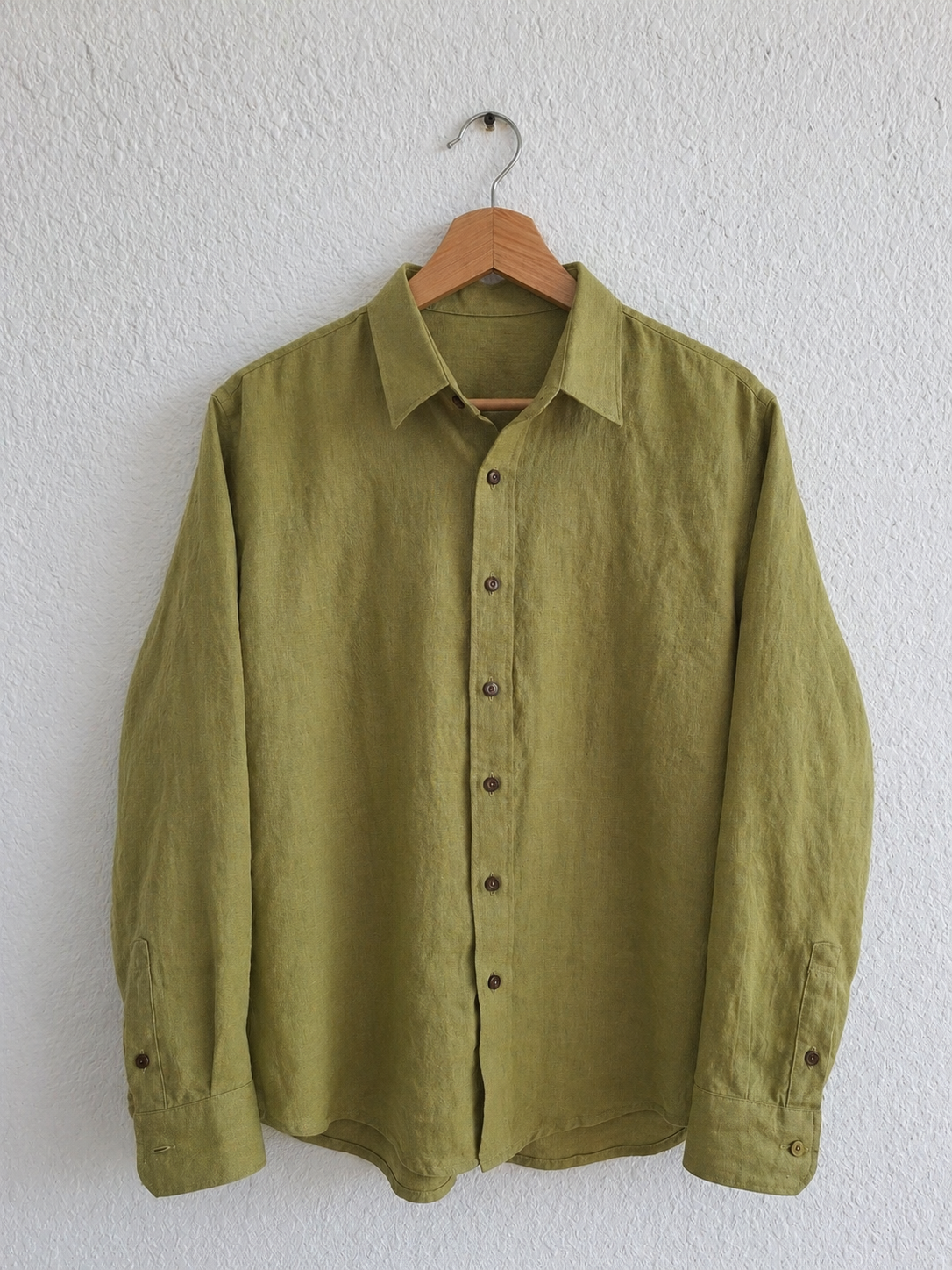 green linen shirt, womens, linen long sleeve, pure linen, fivelinen (3).png