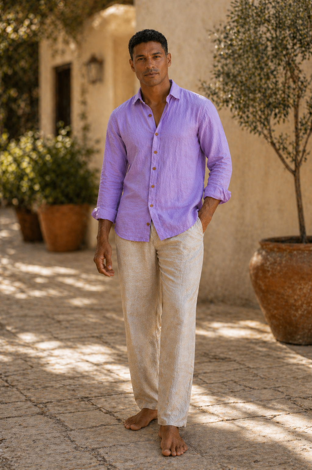 Men’s Linen Shirt – Lavender | 100% Linen