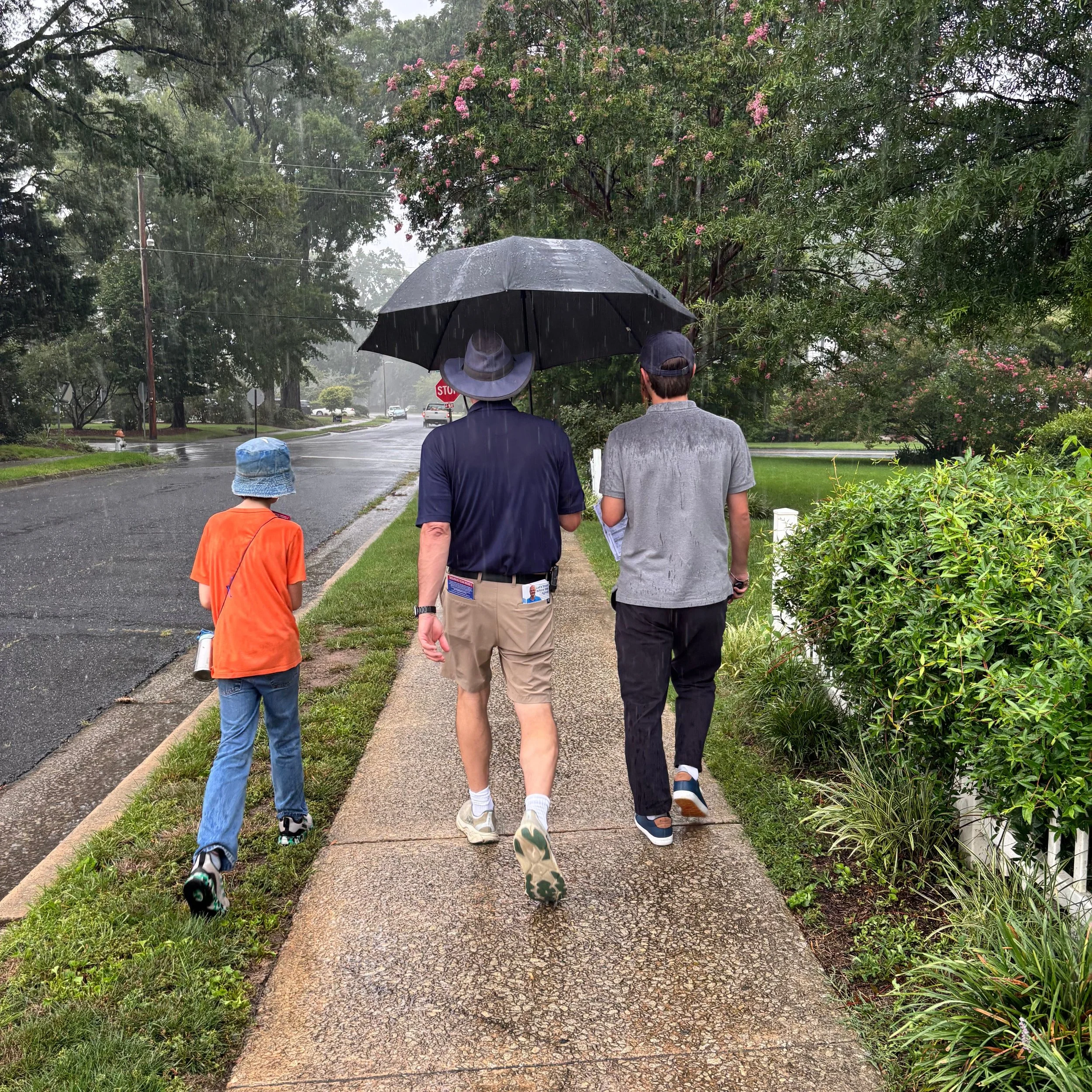 Canvassing in the rain!